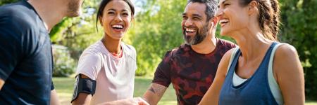 group of people laughing